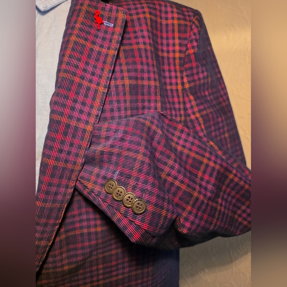 Tailorbyrd men’s Iridescent Multi Color 100%Cotton/poly sports coat size 42L